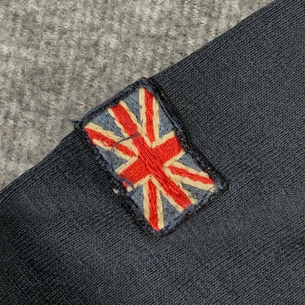Vtg Polo Ralph Lauren Military Sweatshirt Men XL Black UK Flag Elbow Patch 90s